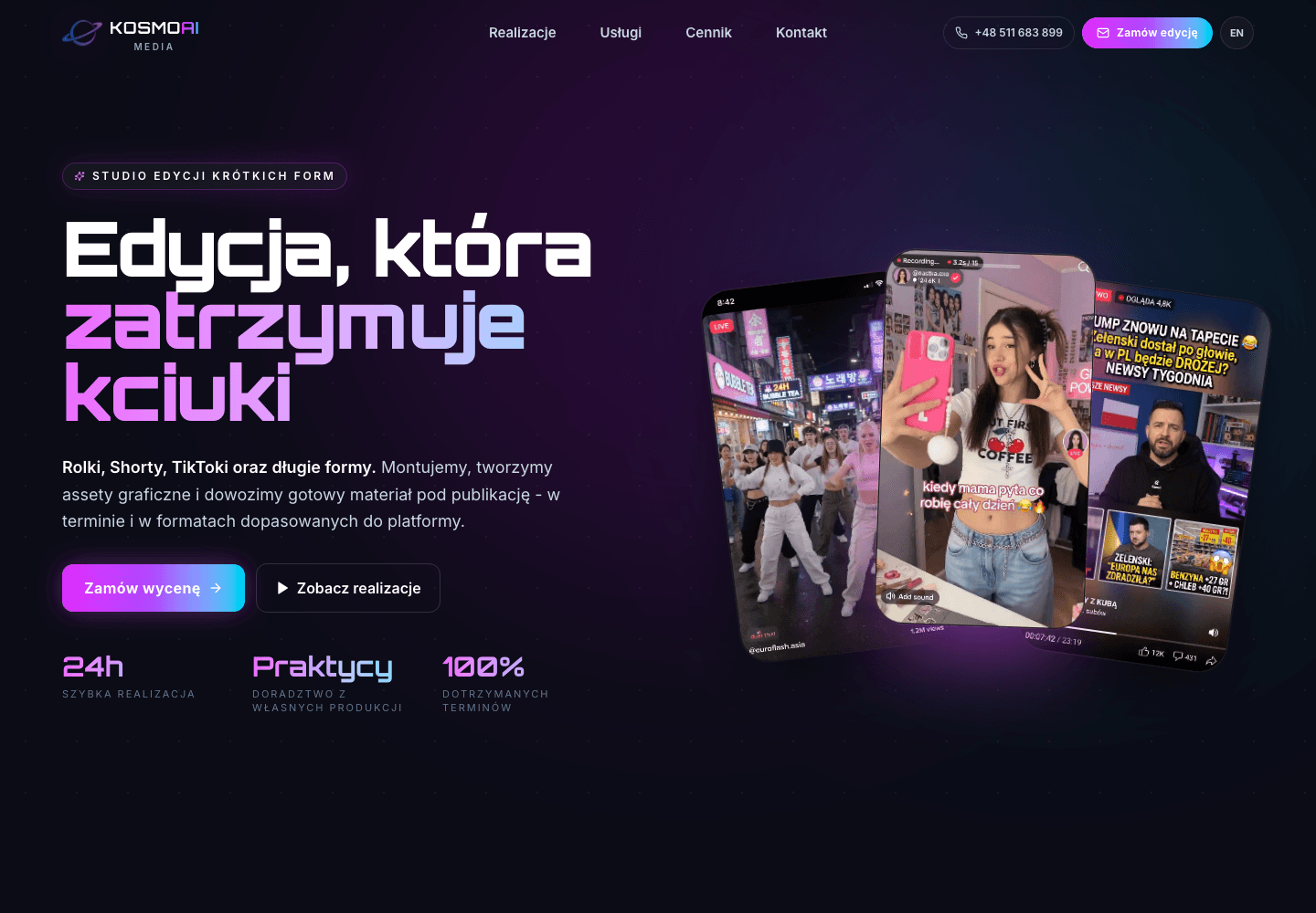 Podgląd projektu KosmoAI Media